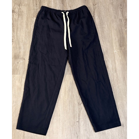 J.Crew Pants - J.Crew Navy Blue Wool Blend Pull On Wide Leg Pants 6P BA247 Drawstring‎ Trousers